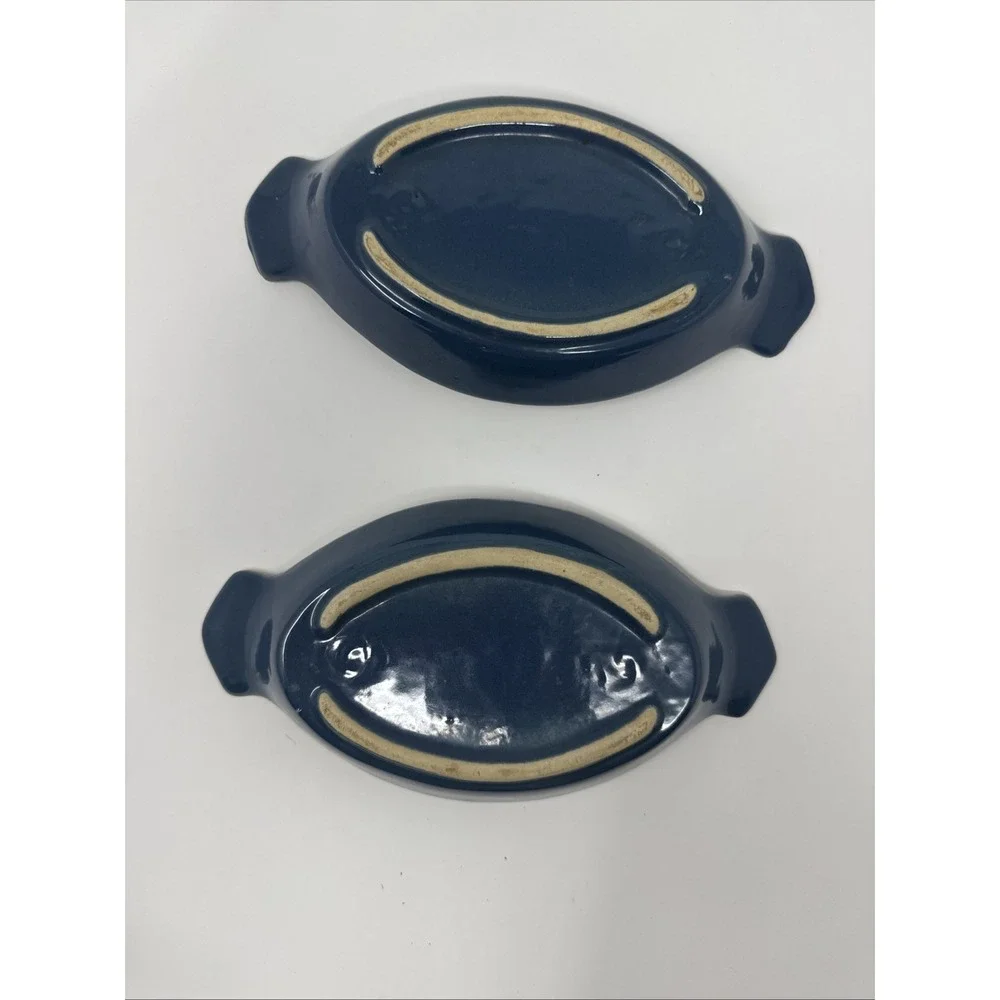 JACAMAN Lot 2 1983 Casserole dishes vintage ROOSTER CHICKEN Blue Cream Farmhouse